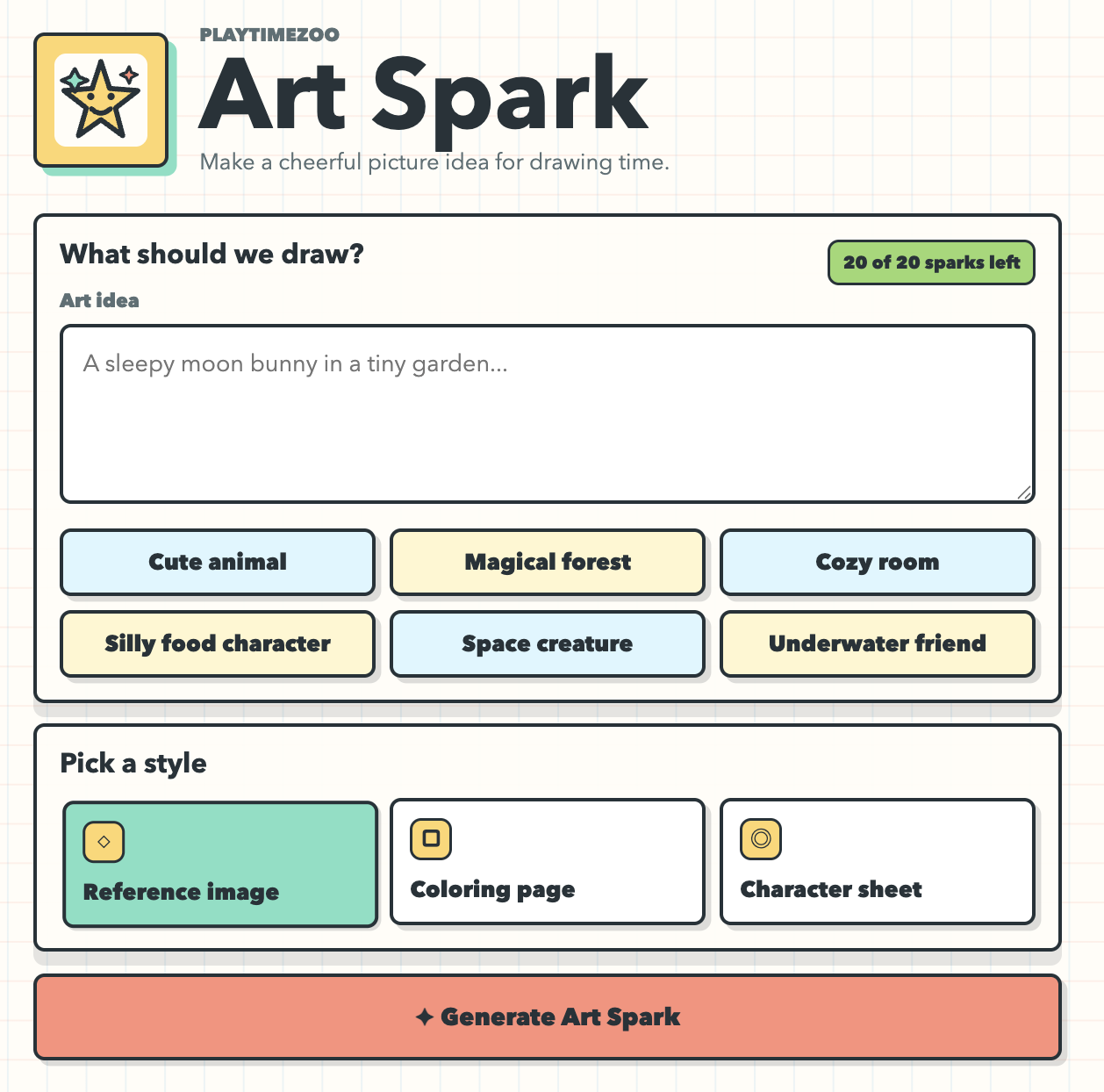 Art Spark prompt and image-style selection interface