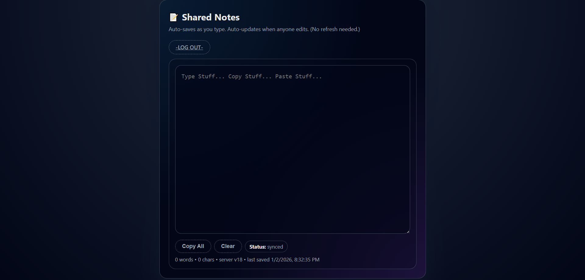 Placeholder preview for Notes app